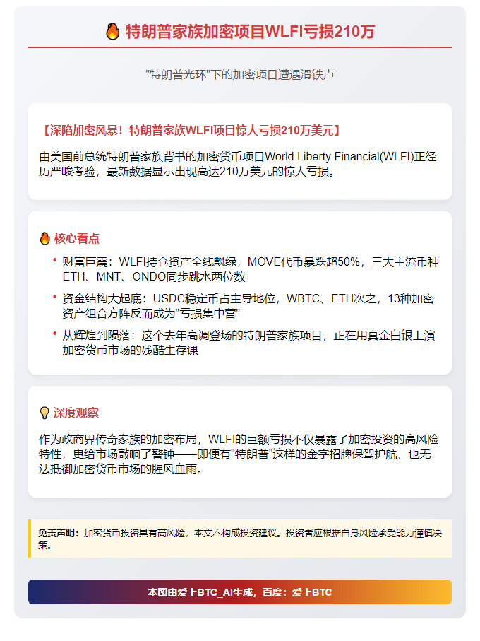特朗普家族加密项目WLFI亏损210万