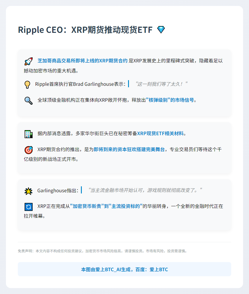 Ripple CEO：XRP期货推动现货ETF