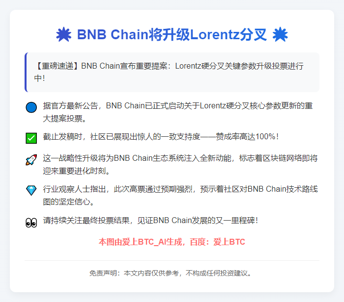 BNB Chain将升级Lorentz分叉