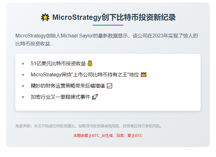 Michael Saylor：MSTR今年比特币收益达51亿美元