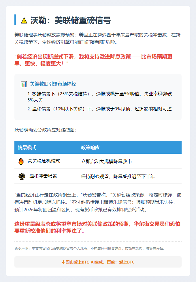 沃勒：经济放缓或促更快降息