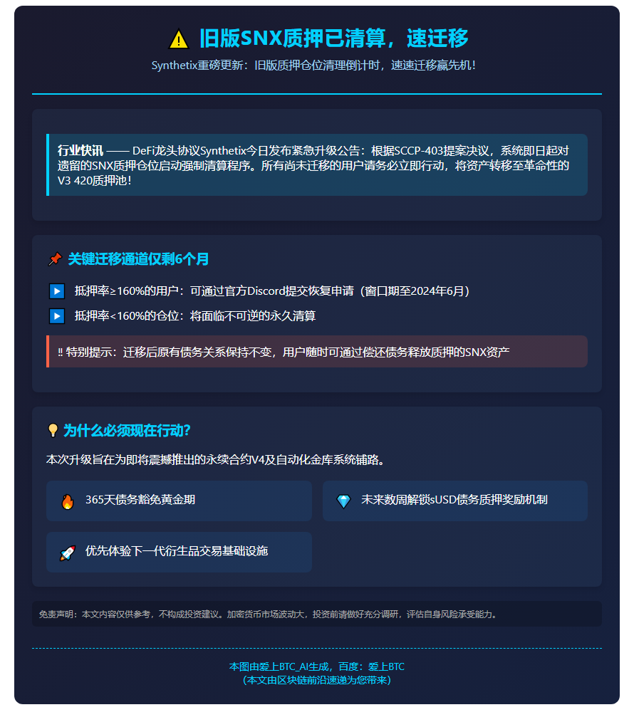 旧版SNX质押已清算，速迁移