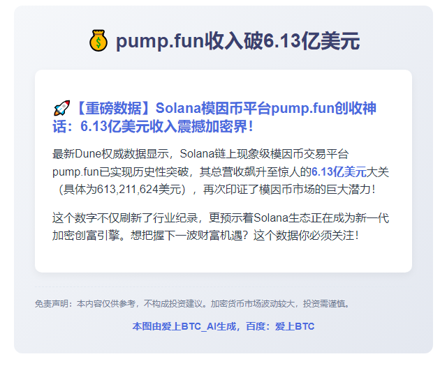 pump.fun收入破6.13亿美元
