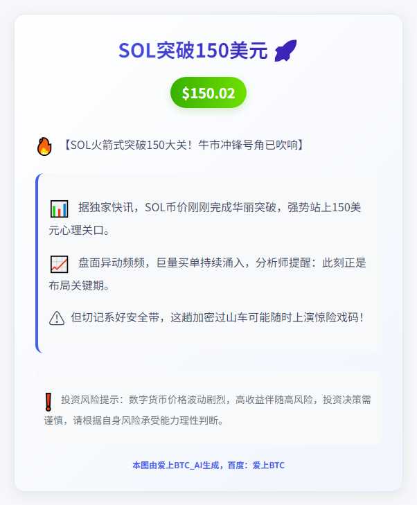 SOL突破150美元