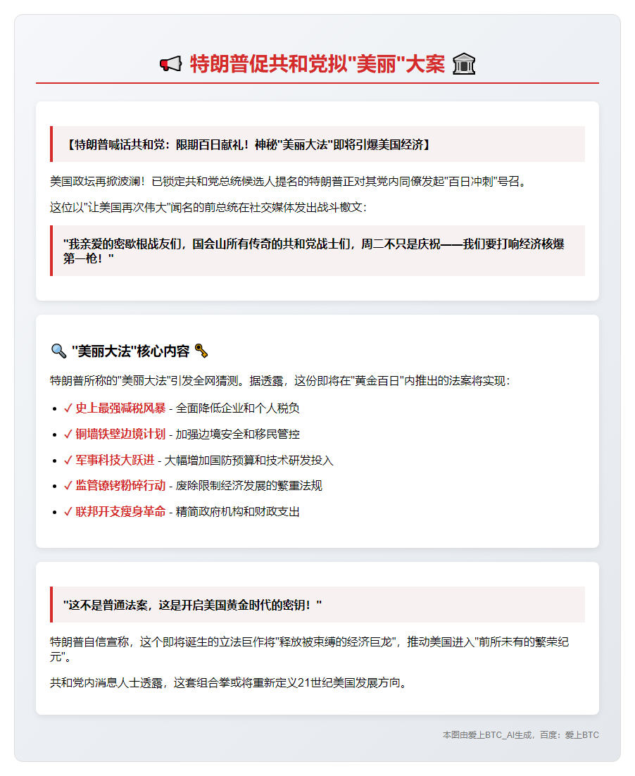 特朗普促共和党拟