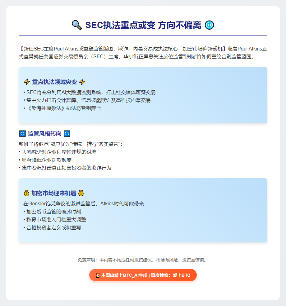 SEC执法重点或变 方向不偏离