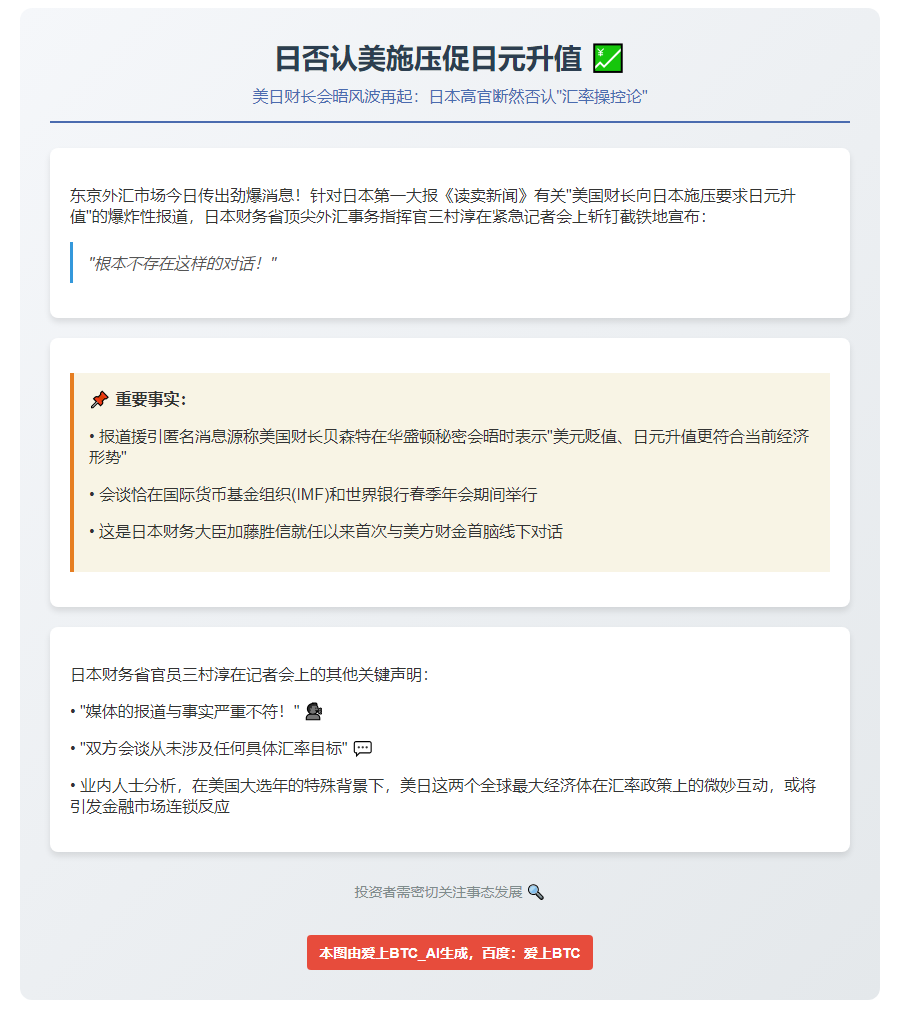 日否认美施压促日元升值