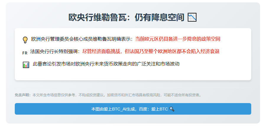 欧央行维勒鲁瓦：仍有降息空间