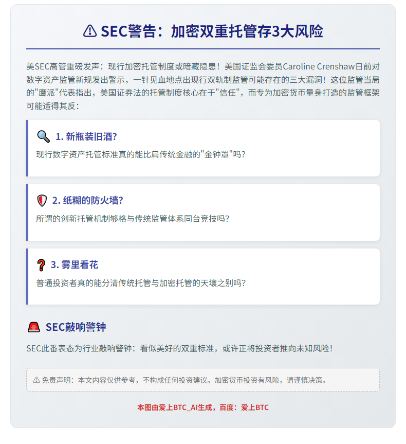 SEC警告：加密双重托管存3大风险