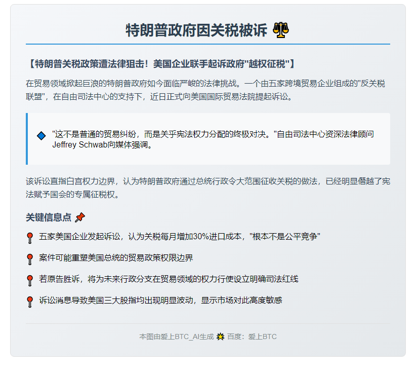 特朗普政府因关税被诉