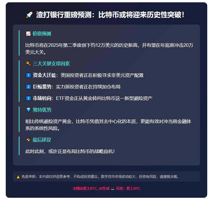 渣打：比特币Q2或破12万美元