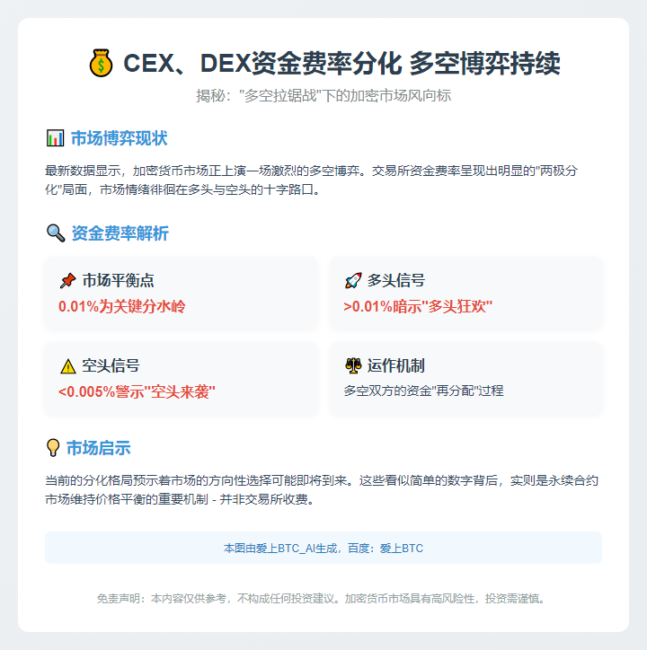 CEX、DEX资金费率分化 多空博弈持续