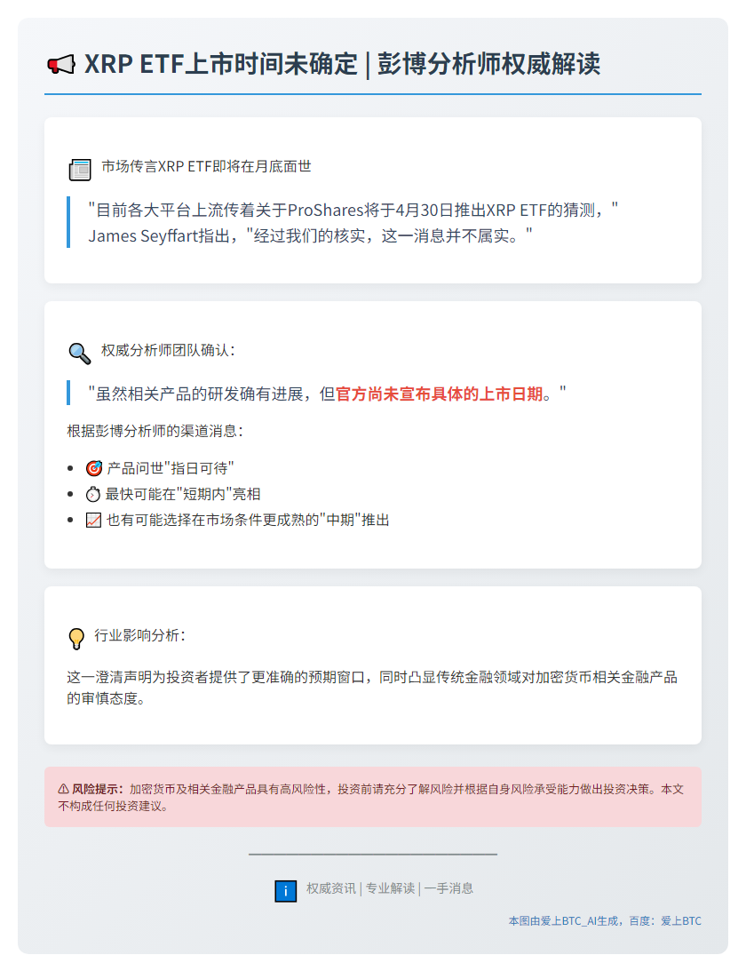 彭博分析师：XRP ETF上市时间未定