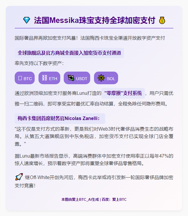 法国Messika珠宝支持全球加密支付