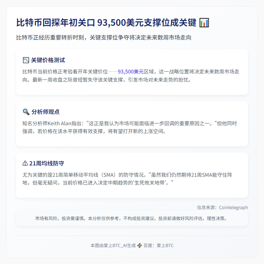 比特币回探年初关口 93,500美元支撑位成关键