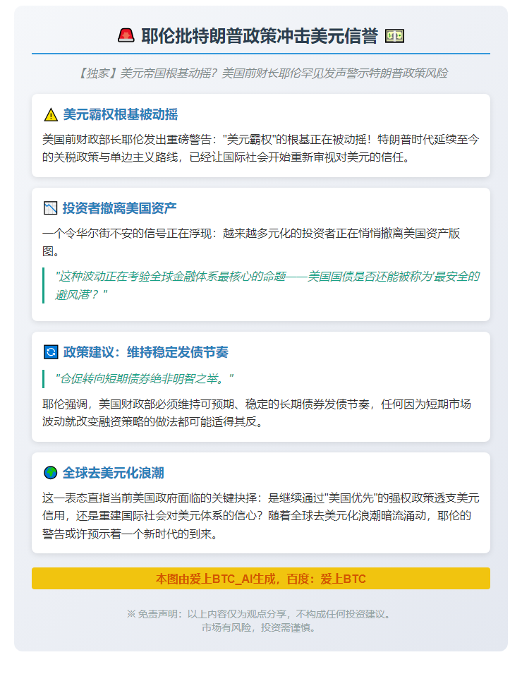 耶伦批特朗普政策冲击美元信誉