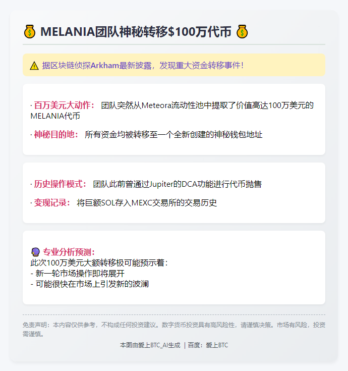 Melania团队转移$100万代币