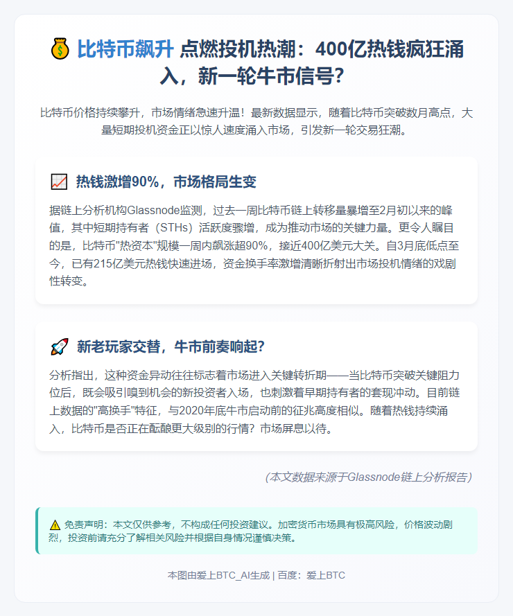 比特币上涨带动投机资金回流