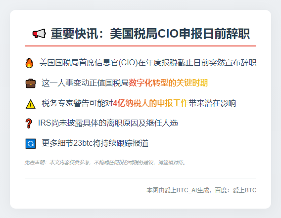 美国税局CIO申报日前辞职
