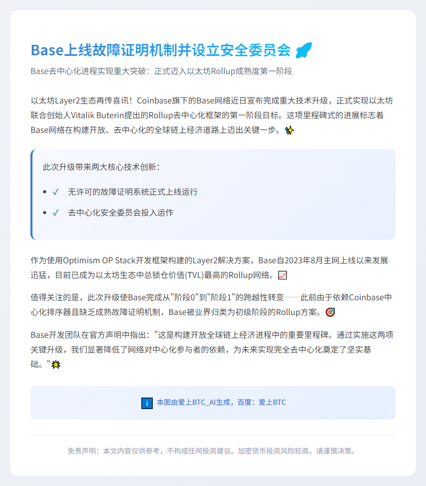 Base上线故障证明机制并设立安全委员会