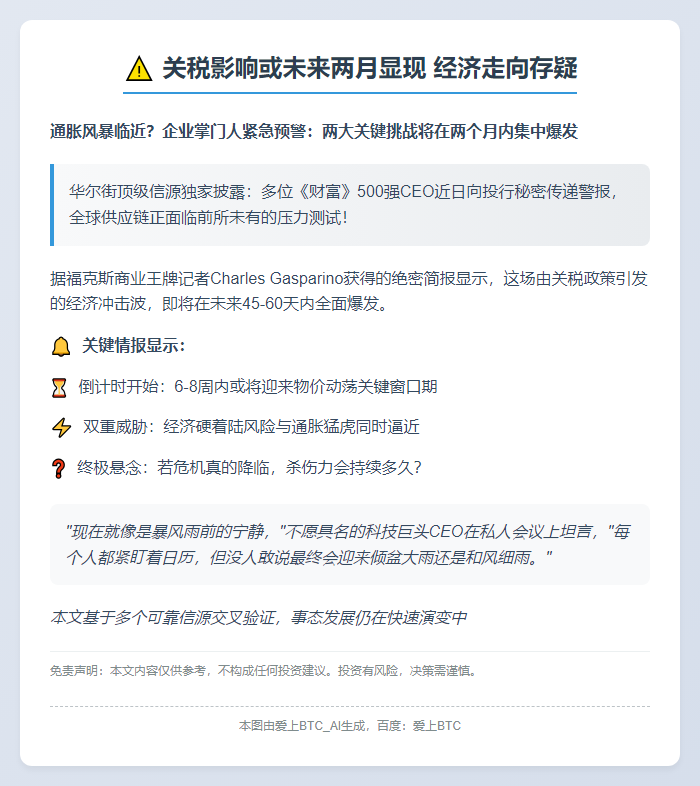 关税影响或未来两月显现 经济走向存疑