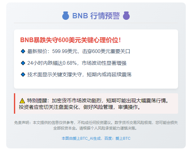 BNB跌破600美元