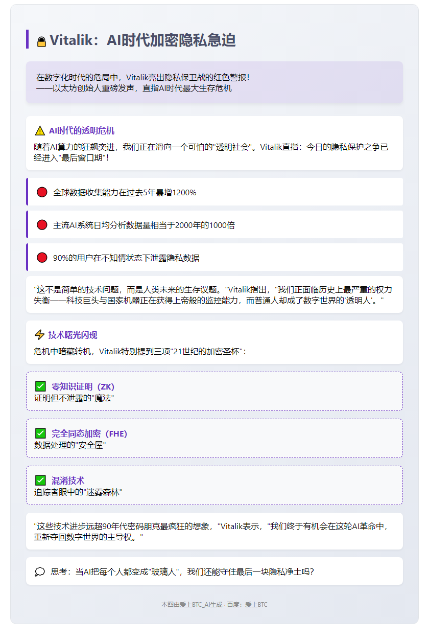 Vitalik：AI时代加密隐私急迫
