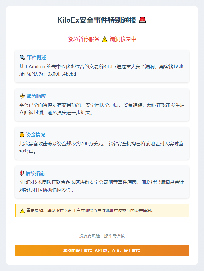 KiloEx暂停使用，漏洞修复