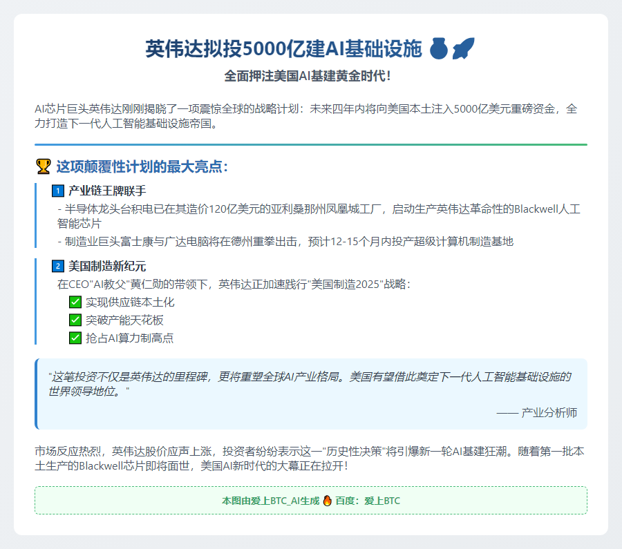 英伟达拟投5000亿建AI基础设施
