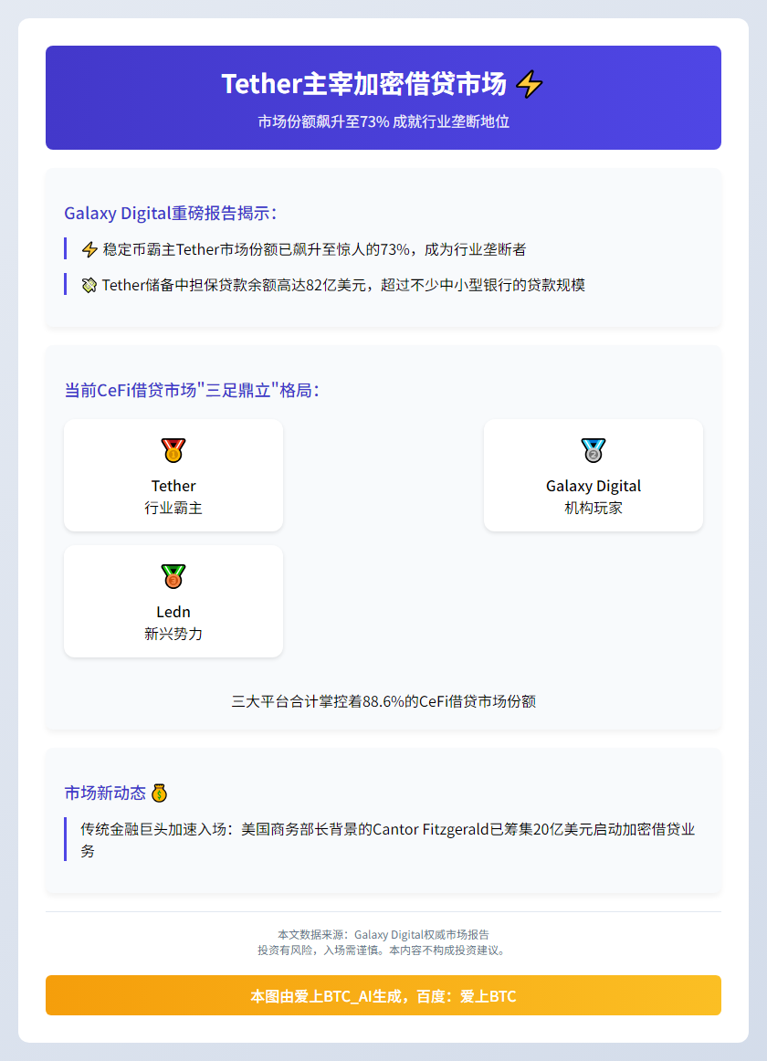 Tether主宰加密借贷市场，份额73%