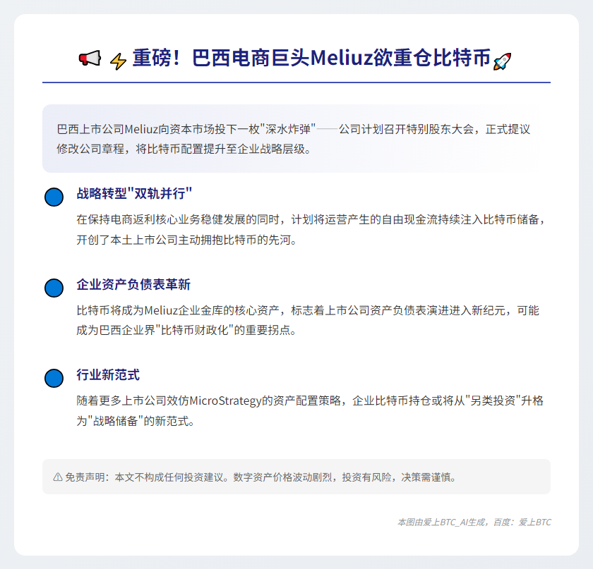 Meliuz计划增持比特币