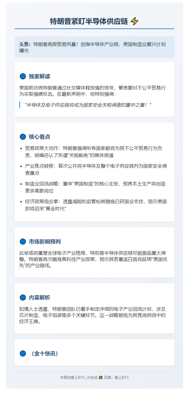 特朗普紧盯半导体供应链