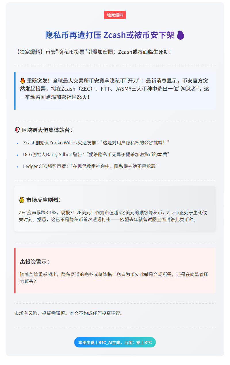 隐私币再遭打压 Zcash或被币安下架
