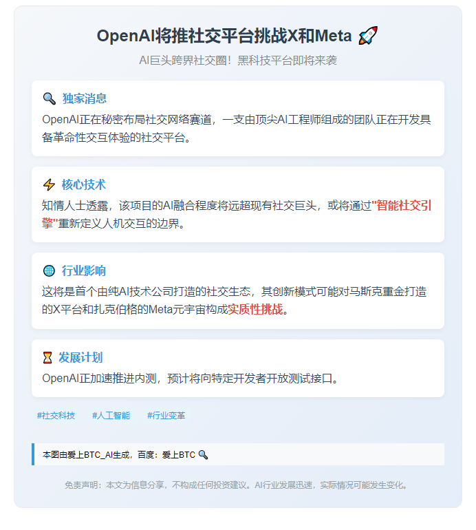 OpenAI将推社交平台挑战X和Meta