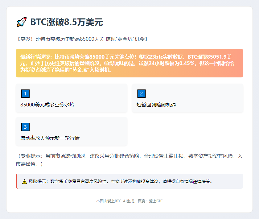 BTC涨破8.5万美元