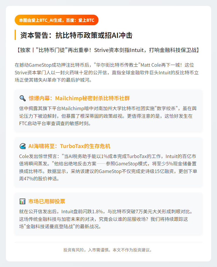 "资本警告：抗比特币政策或招AI冲击"