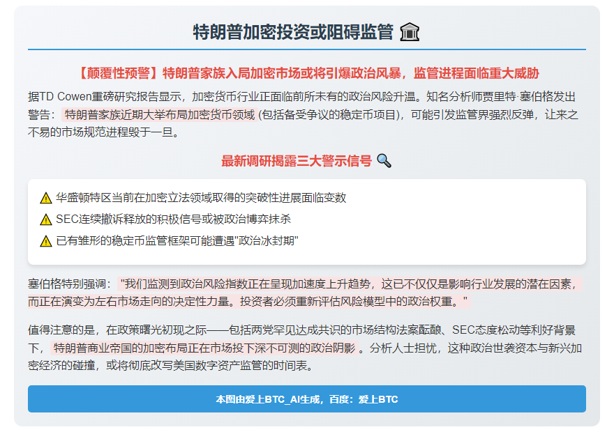 特朗普加密投资或阻碍监管