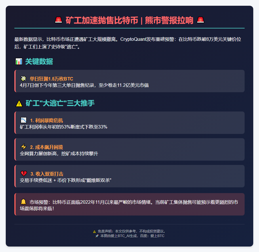 矿工加速抛售比特币