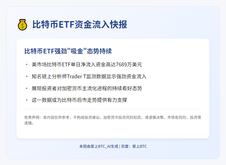 美比特币ETF单日流入近7700万