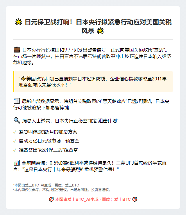 日央行行长：若美关税伤经济 或需应对