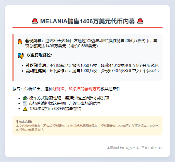 MELANIA抛售1406万美元代币