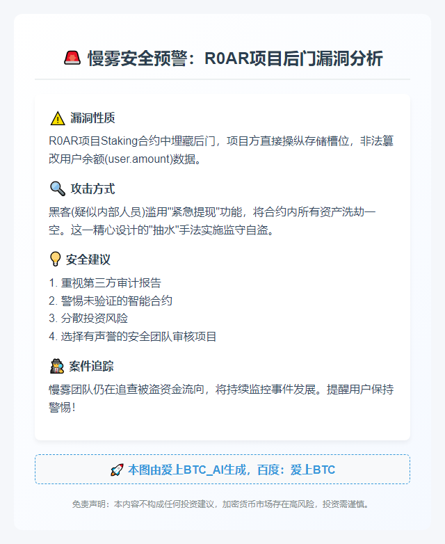 慢雾：R0AR漏洞因合约后门所致