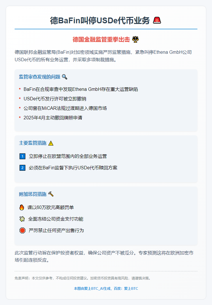 德BaFin叫停USDe代币业务