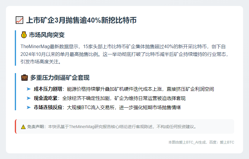 上市矿企3月抛售逾40%新挖比特币
