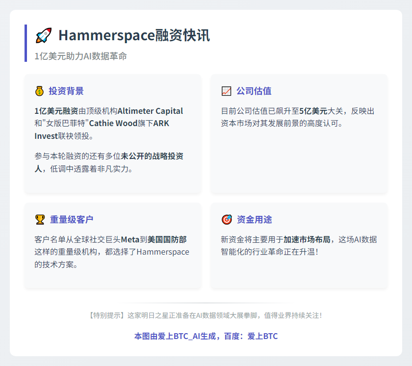 Hammerspace获1亿美元融资，Altimeter和ARK领投