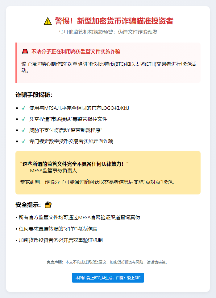 警惕！诈骗者伪造马耳他金融文件索财