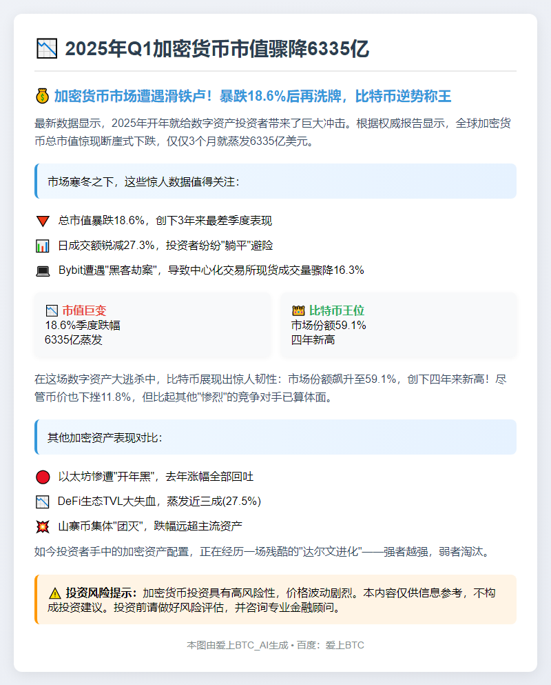2025年Q1加密货币市值骤降6335亿