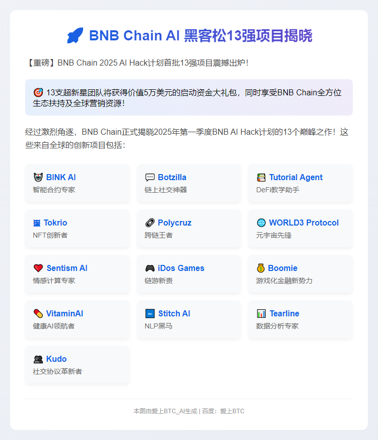BNB Chain公布13个AI黑客松优胜项目