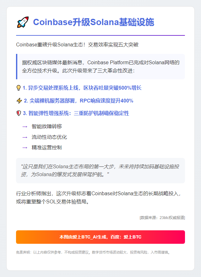 Coinbase升级Solana基础设施
