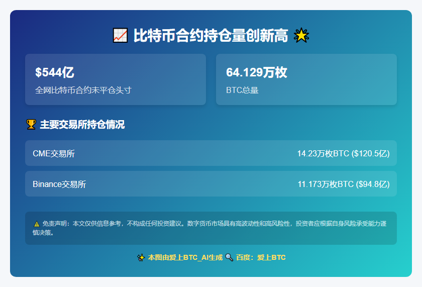比特币合约持仓量突破544亿美元
